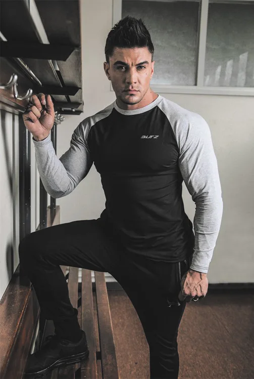 Muscle Dr. Brothers Европа и Америка Спорт Фитнес с длинным рукавом мужские облегающие быстросохнущие тренировочные рукав три четверти C