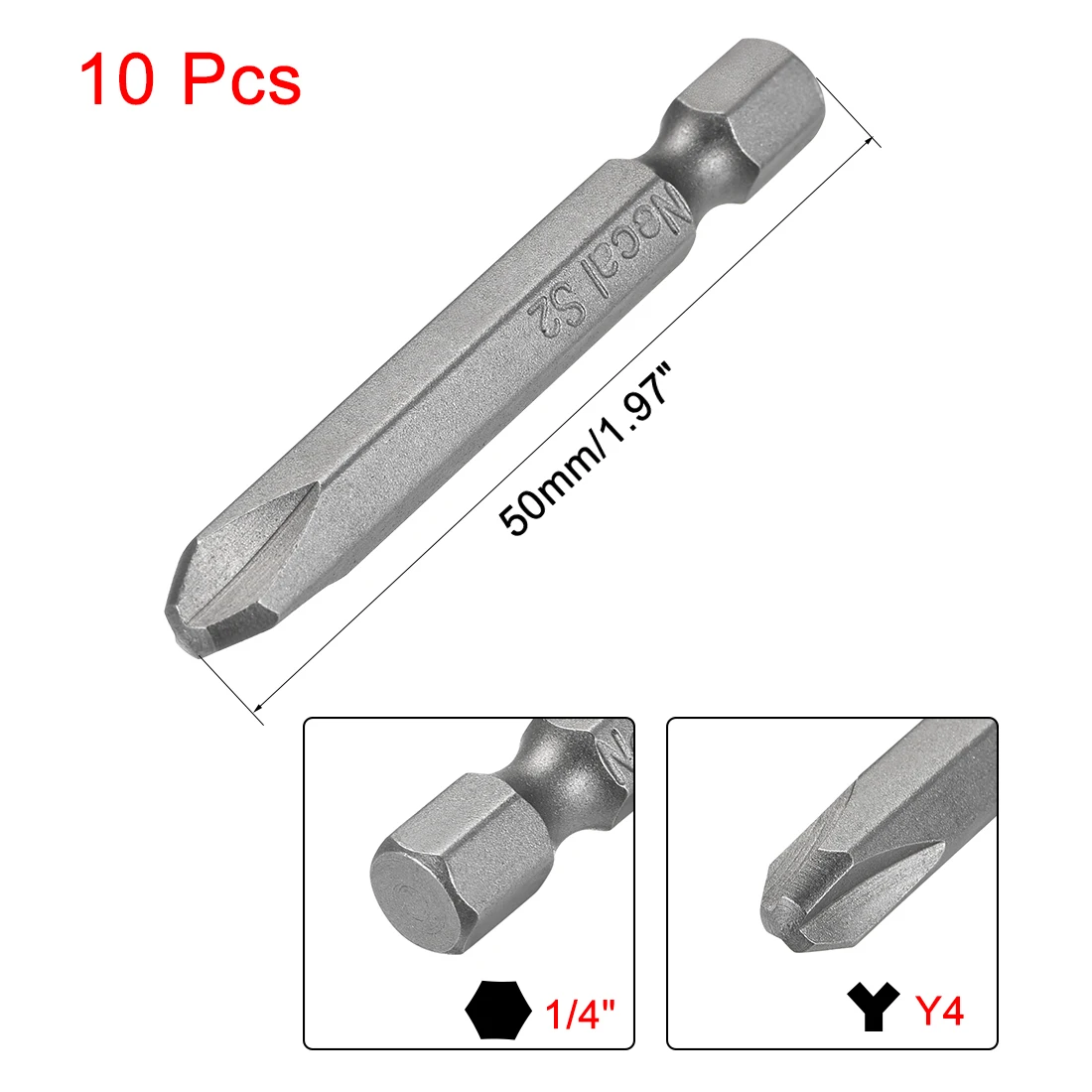10 Pcs Y4 Magnetic Tri-Wing Screwdriver Bits 1/4 Inch Hex Shank 1.97" Length S2