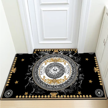 

Retro Flannel Print Carpet Area Rug Living Room Kitchen Baths Mat Door Mat Computer Chair Floor Mat Cloakroom Rug R3421