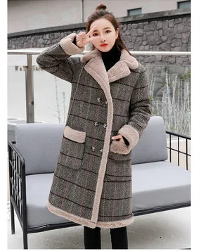 DarkGrey Толстое повседневное хлопковое Женское зимнее пальто из искусственной овечьей шерсти модное Фланелевое женское теплое шерстяное длинное пальто - Цвет: DarkGrey