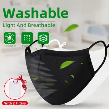 

Washable Reusable Face Mask Protection Ventile Cotton Fabric Anti Dust With Filter Mask Safe Mouth Child Adult Black White Color