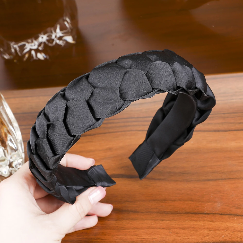 Cloth Black LEVAO вельветовый диадема широкая ткань головной убор для женщин простой в виде скрученной косы с боковыми узелками обручи для девочек - Цвет: Cloth Black