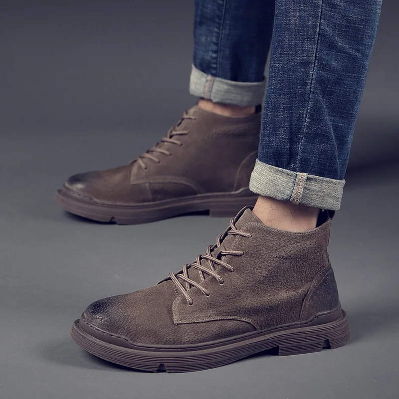 

2019 New Style Martin Boots Men's Boot British Style Versatile Mid-top Short Boots Workwear Boots Trend Men Hight-top MEN'S SHOE