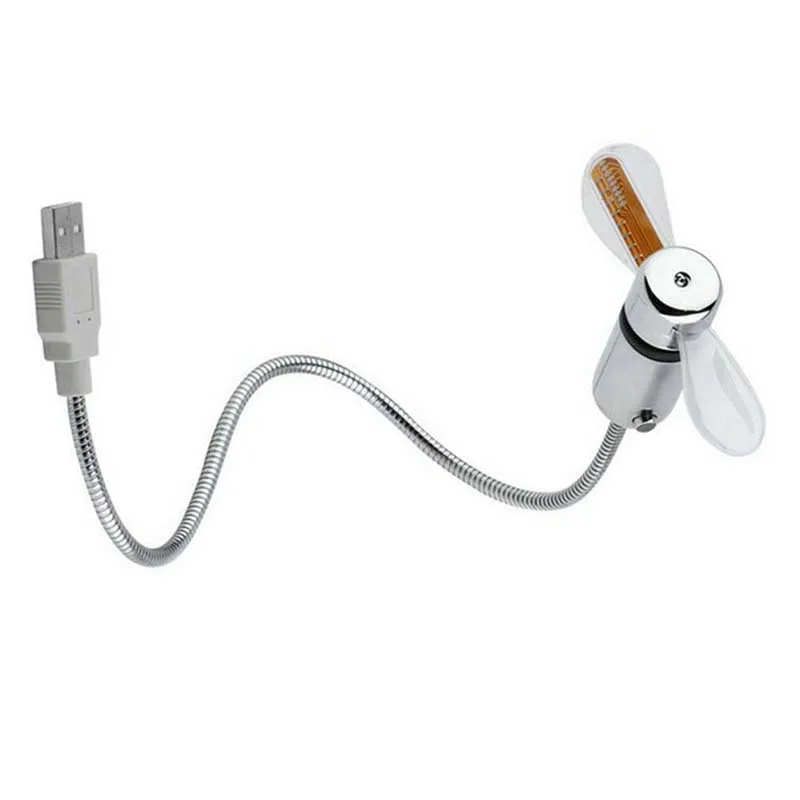 BESTUSB вентилятор гибкий мини USB светодиодный вентилятор для часов с функцией отображения в реальном времени для настольных компьютеров и ноутбуков серебристый