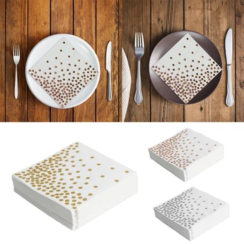 

50pcs/set Gold Foil Dot Paper Towel Napkin For Boy Girl Gender Reveal Party Tissue Birthday Wedding Disposable Napkin Decoration