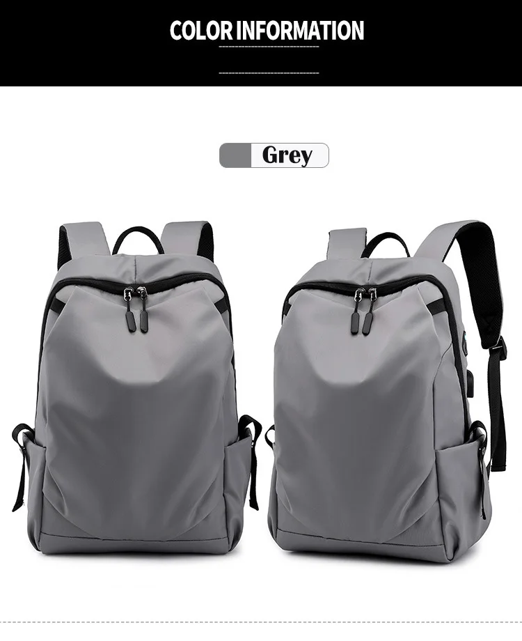 15.6 inch Laptop Backpack Men Waterproof Travel Business USB Backpacks Students School Back Pack Bag Black Grey Leisure Rucksack (11)