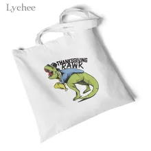 Lychee harajuku, Женская Холщовая Сумка с животным принтом, дорожная большая сумка, сумка на плечо, оригинальная Складная Экологичная сумка для покупок