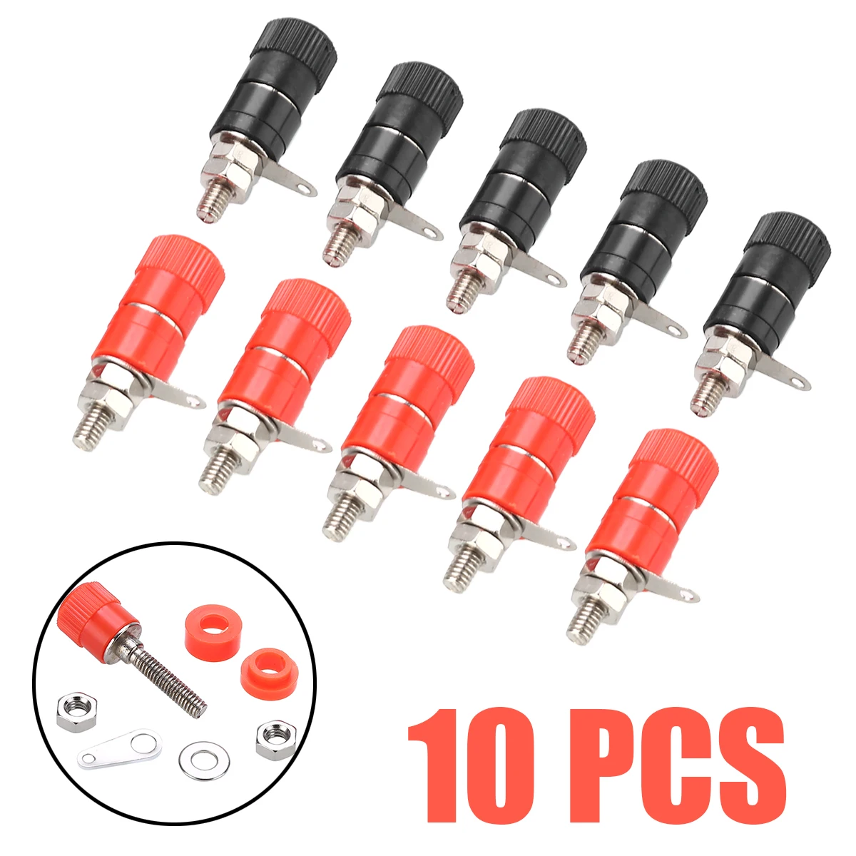10pcs/lot 4mm Red+black Banana Socket Professional Binding Post Nut