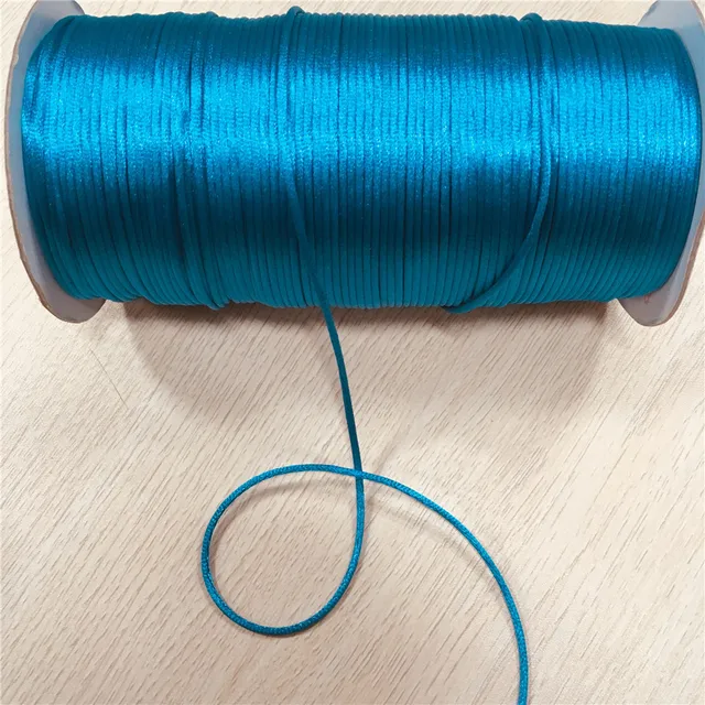 2MM  Chinese Knot Line Cord Silk Satin Nylon Cord 35colors for DIY String Necklace Bracelets 20meters Lot Ocean Blue 374