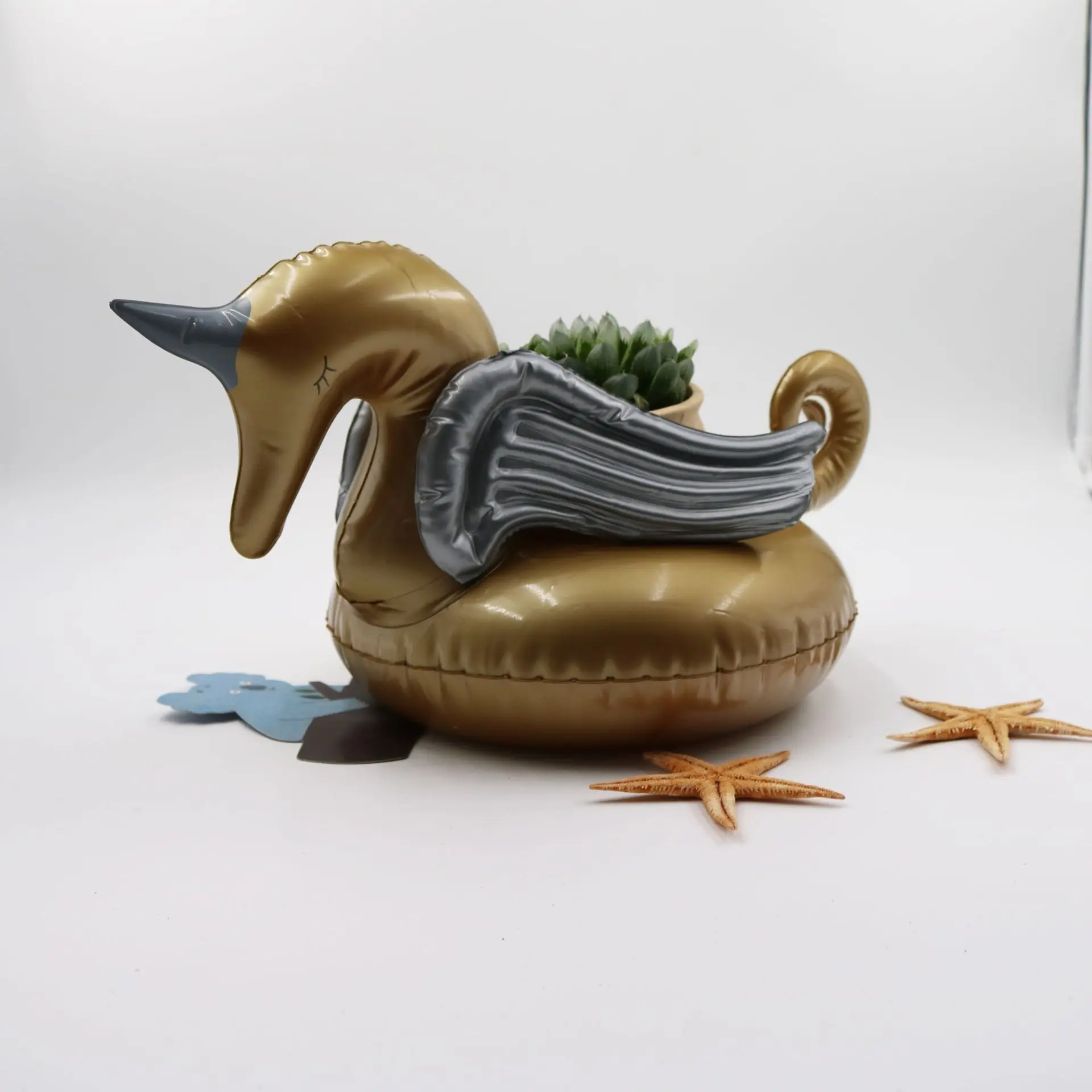 

INS Gold Pegasus Coasters PVC Inflatable Water Floating Beverage Cup Saucer Cup Holder Cup Mat