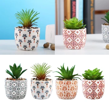 

Mini Artificial Fake Faux Succulent Plant with Pots for Home Office Decor