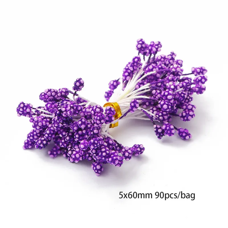 Purple Flower Cherry Stamen Berries Bundle for DIY Decor and Crafting