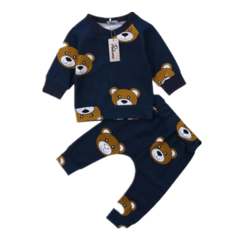 Одежда для новорожденных и маленьких мальчиков футболка, худи+ длинные штаны комплект домашней одежды из 2 предметов с длинными рукавами для малышей