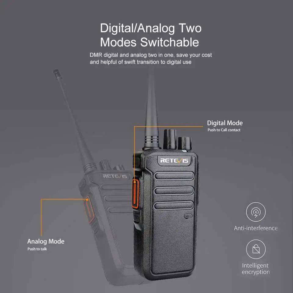5 Вт Retevis RT43 DMR цифровое двухстороннее радио UHF 400-480 МГц 32CH радио коммуникатор USB зарядное устройство портативная рация цифровое/аналоговое радио
