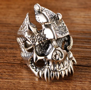 

925 STERLING SILVER MEN'S PUNK Skull Ring Jewelry A3007