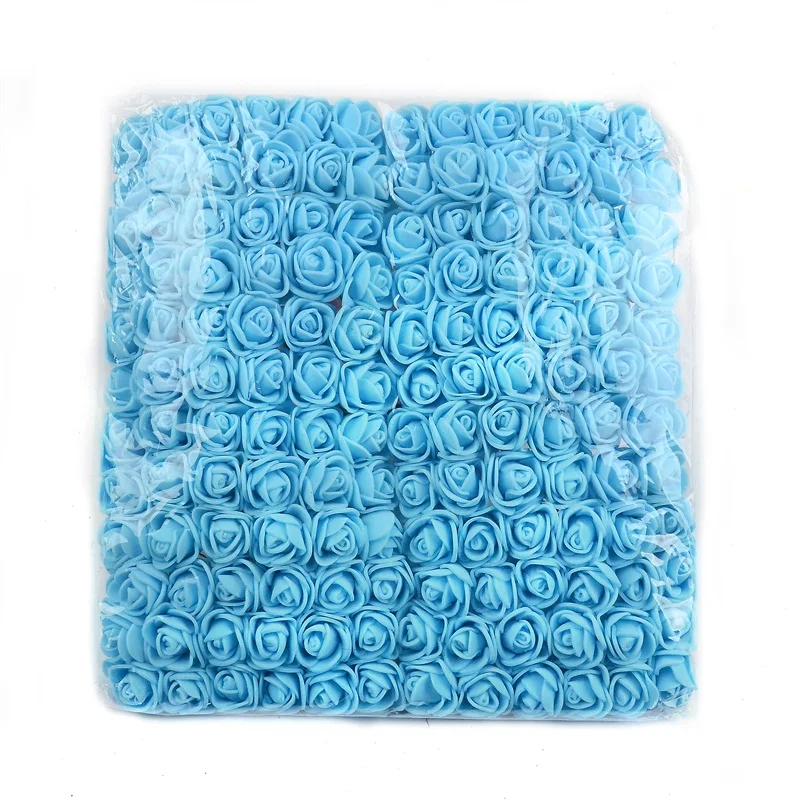 144pcs Mini PE Foam Rose Artificial Flower Bouquet For Wedding Decoration DIY Scrapbooking Wreath Supplies Fake Flower Craft - Цвет: Blue