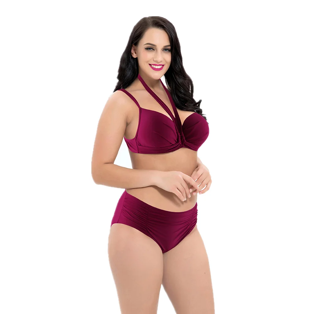 2020 Women's Bikini Set Separate Swimsuits Pus Size Push Up Swim Bathing Suit Big Breast Halterneck Solid Female Swimwear 8XL 2020 Women's Bikini Set Separate Swimsuits Pus Size Push Up Swim Bathing Suit Big Breast Halterneck Solid Female Swimwear 8XL