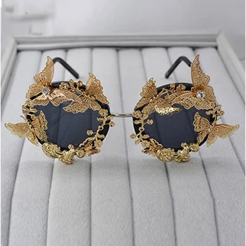 

Super Luxury Baroque Sunglasses Women Metal Flower Vintage Eyewear Brand Design Sun Glasses Outdoors Casual Fashion Accessories