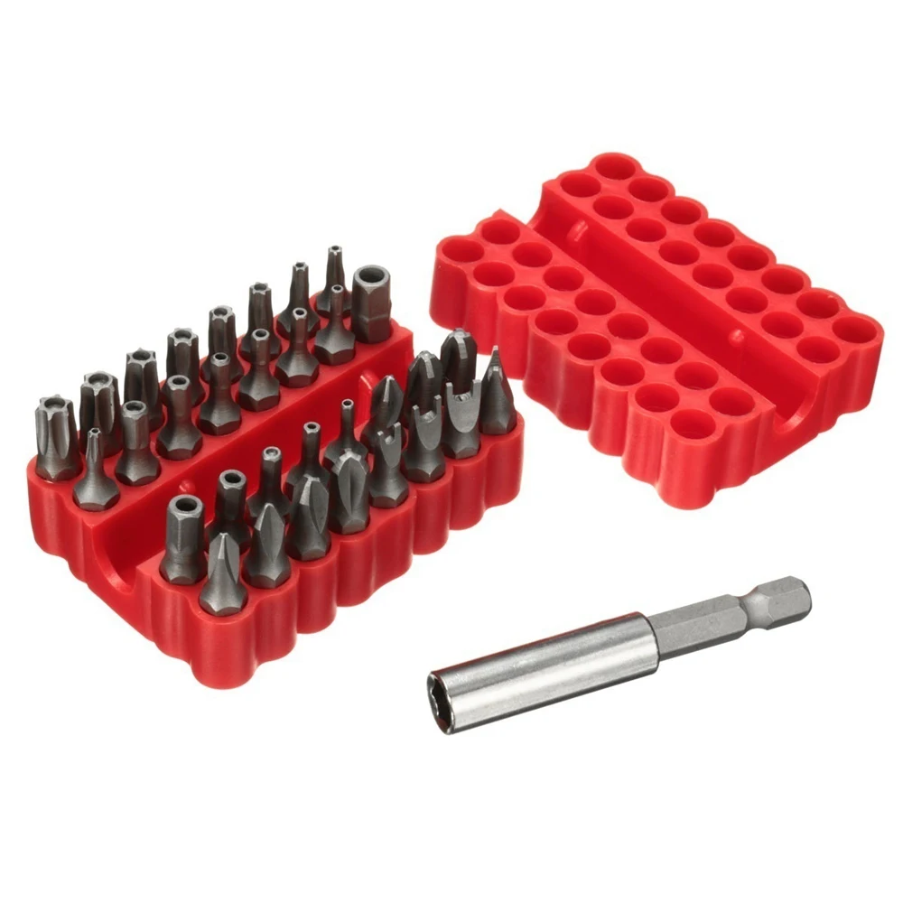 33 шт. CRV6150 Torx Шестигранная звезда Набор бит с магнитным держателем для любых сверл отвертка с чехол для хранения гайки