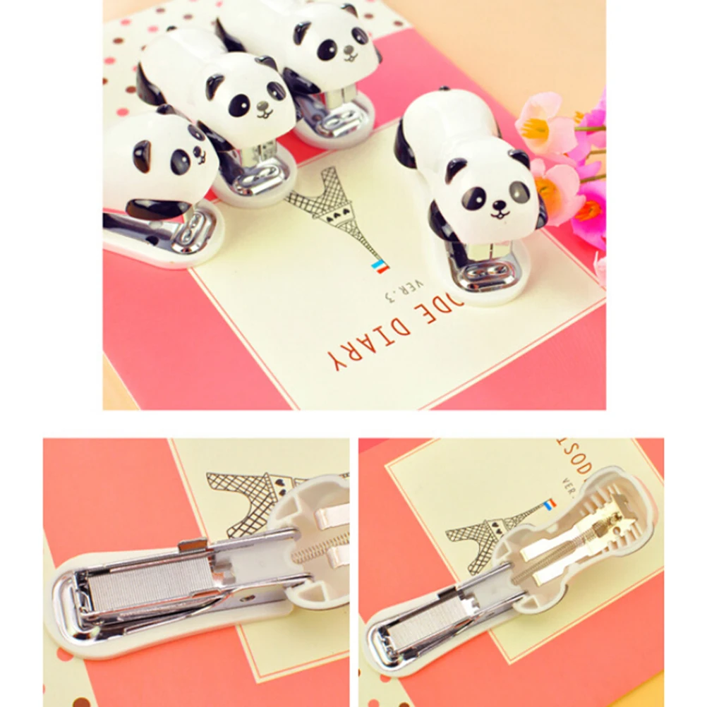 1Pcs office school supplies staionery  mini panda stapler  set cartoon clip Binding paper  Wholesale