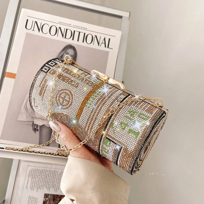 Вечерние клатчи с кристаллами и стразами женские круглые маленькие сумочки для