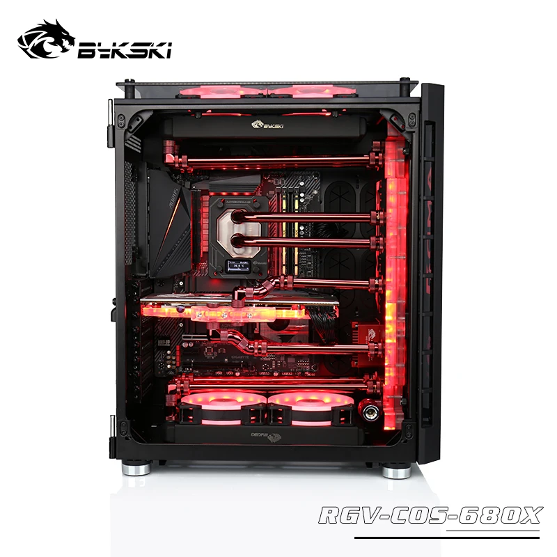 BYKSKI Acrylic Board Water Channel Solution use for CORSAIR 680X case / Kit for CPU and GPU Block / Instead reservoir