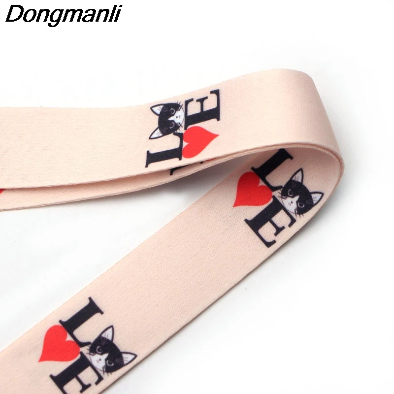 PC108 I LOVE Cat Lanyards держатель удостоверения личности ID карты пройти тренажерный зал мобильный телефон USB значок повесить веревку ключевой ремень