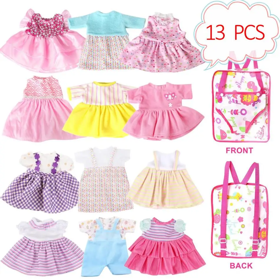clothes and backpack 13 шт. модное платье кукольная одежда подходит для 14 дюймов 15 дюймов куклы аксессуары с розовым рюкзаком сумка для хранения детские игрушки для девочек - Цвет: clothes and backpack