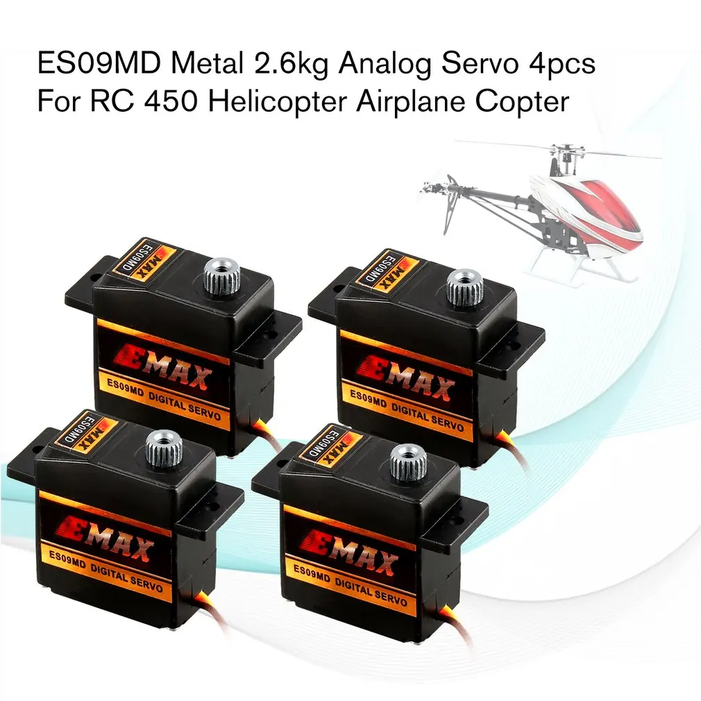 

EMAX Digital Metal Gear Servo ES09MD 4.8-6V 2.6kg 0.10/0.08 Sec/60 Degree for RC 450 Helicopter Airplane Copter Accessories