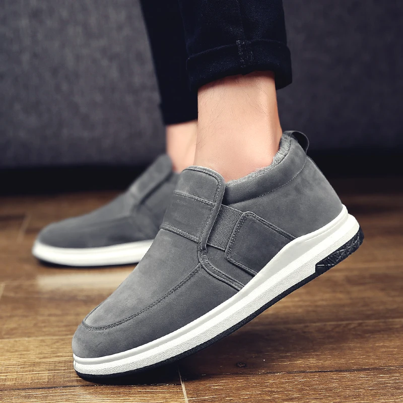 

2019 New Winter Shoes Men Snow Boots Slip-On Ankle Boots Witer Men Keep Warm Short Plush Casual Shoes Flat Slip Snow Sneaker Men