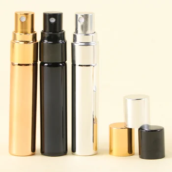 

6pcs 5ml Spray Bottles Glass Half Cover Empty Refillable Atomizer Perfume Containers (Golden Silver Black for Each 2pcs)
