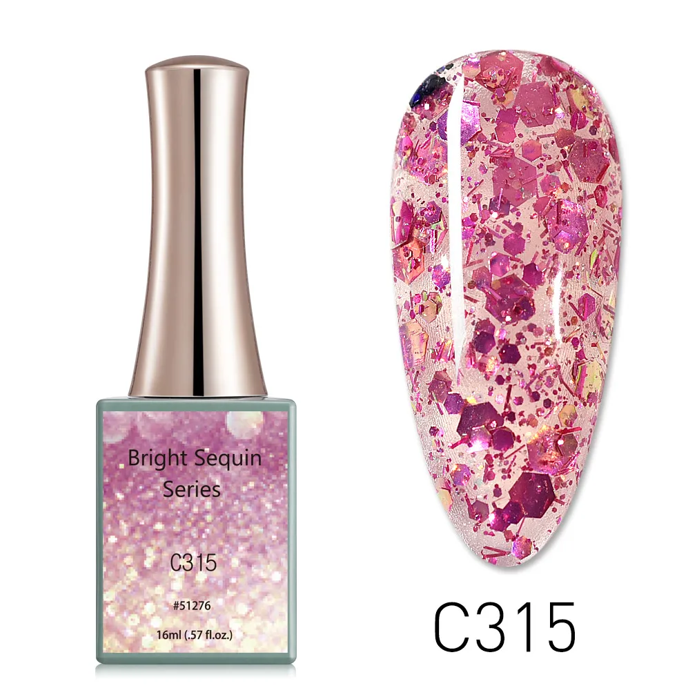 Canni New 16ml UV Nail Gel Polish Bright Sequin Series C311-C320 Glitter Salon NailArt Manicure Varnish Enamel Lacquer 5
