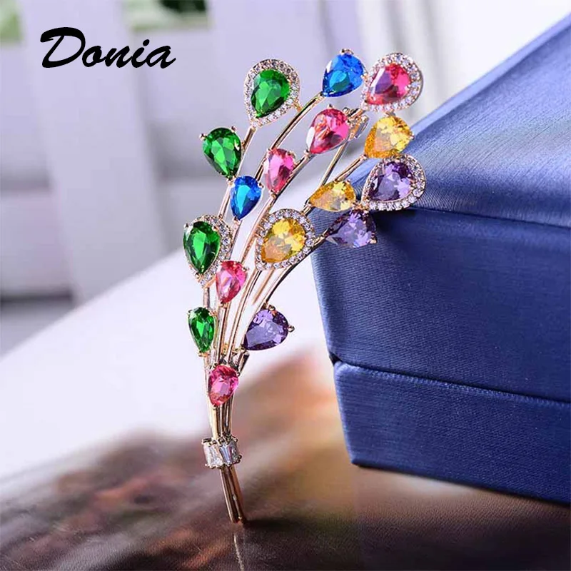 Donia jewelry High-grade Korean version of the pin micro-inlaid AAA zircon color flower brooch clothing accessories Scarf pin