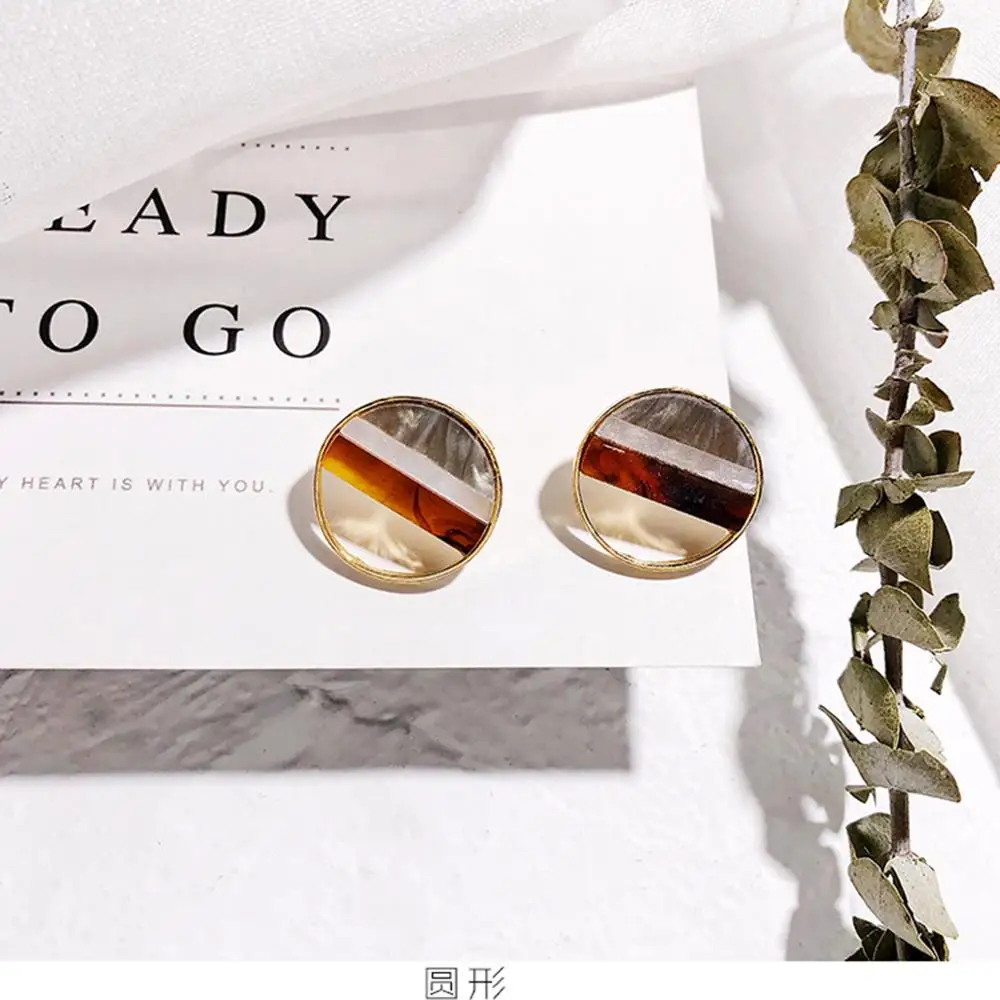 

1 Pair Acetate Geometry Stud Earrings Acrylic Earrings Round Color Pattern For Gift Stud Earrings Jewelry
