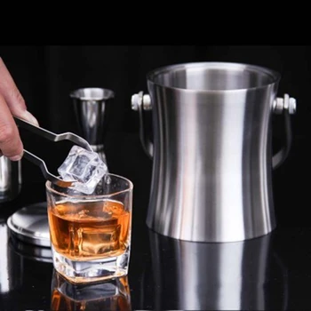 

Stainless Steel Ice Bucket Double Insulation Ice Grain Bucket Wine Bucket Hotel KTV Bar Champagne Bucket Portable 3L