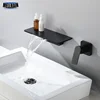 Waterfall Faucet  Matte Black Wall Mounted Bathroom Bathtub Faucet Large Shelf Platform Basin Water Mixer Quality Tap ► Photo 1/6