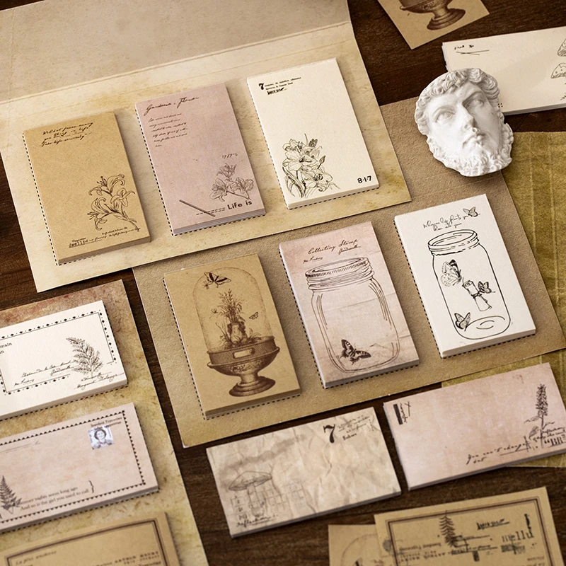 Yoofun-Bloc de notas de Patrón de planta Natural Vintage, 60 hojas, decoración con recortes, diario, papel de fondo