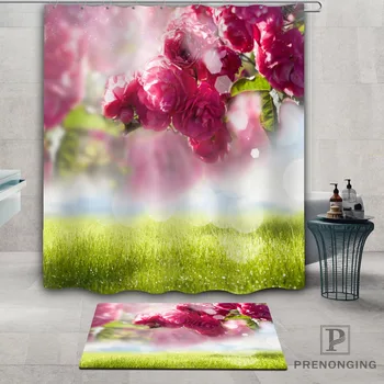 

Custom beautiful_roses (2) Waterproof Shower Curtain Doormat Home Bath Bathroom Polyester Fabric Multi Sizes#2019-1-05-96