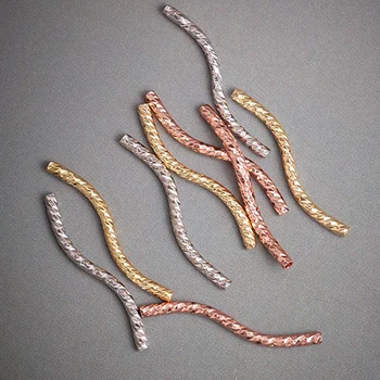 

5pcs/lot Metal S Shape Curve Pipe Spacer 29mm Silver/Gold/Rose Gold Color Copper Long Tube Beads Separator DIY Jewelry Findings