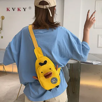 

Woman's Canvas Messenger Bags Mini Woman Shoulder Bag Ladies Crossbody Bags Stylish Cute Duck Mobile Phone Bag Wild Small Purses