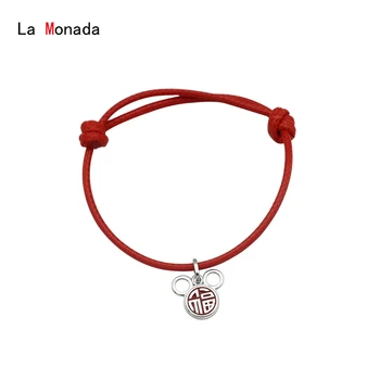 

La Monada 925 Sterling Silver Zodiac Mouse Rat Red Rope Bracelets Red Thread Line String Jewelry Bracelets For Women Gold