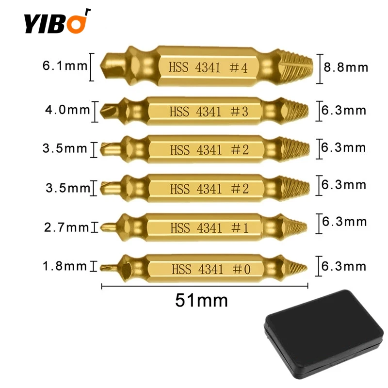 Bolt Remover Screws Extractor Demolition Tools Damaged Screw Extractor Drill Bit Set Easily Take Out Broken Screw 4/5/6PCS