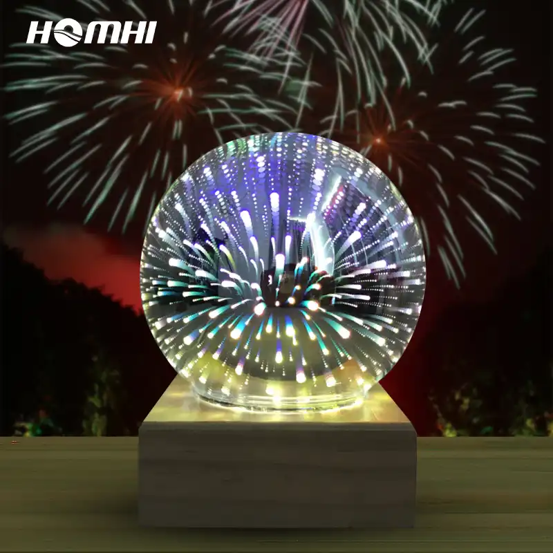 fuegos artificiales lampara decorativa de noel para dormitorio lampara de noche en 3d lampara led para escritorio planetario de vidrio manchado