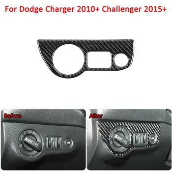 

Carbon Fiber Headlight Switch Cover Sticker Trim Perfect fit Easy to install for Dodge Charger/Challenger 2015+ Car Accessories