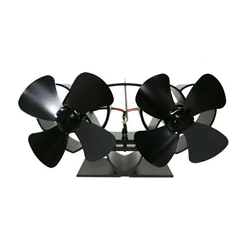 

Double-Head Stove Fan Wood Burner 5 Inch 8-Vane Thermal Heat Power Fireplace Wood Burner Eco Quiet Home