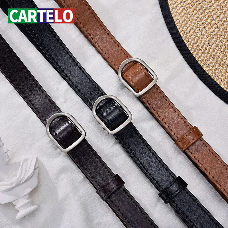 

CARTELO Ladies belt brand designer belt ladies simple and versatile casual high quality leather thin belt new