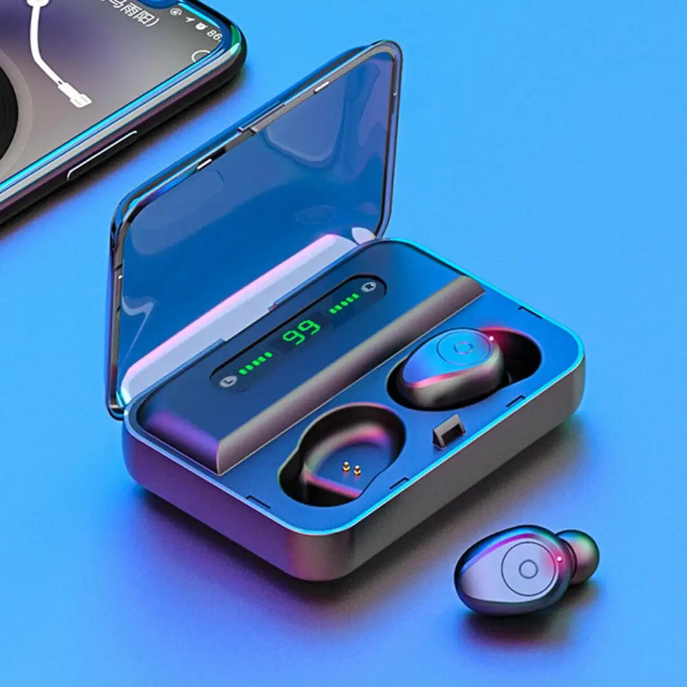 

Wireless Earphone Bluetooth v5.0 Mini Smart Touch Earbuds LED Display With 1200mAh Power Bank Headset and Mic