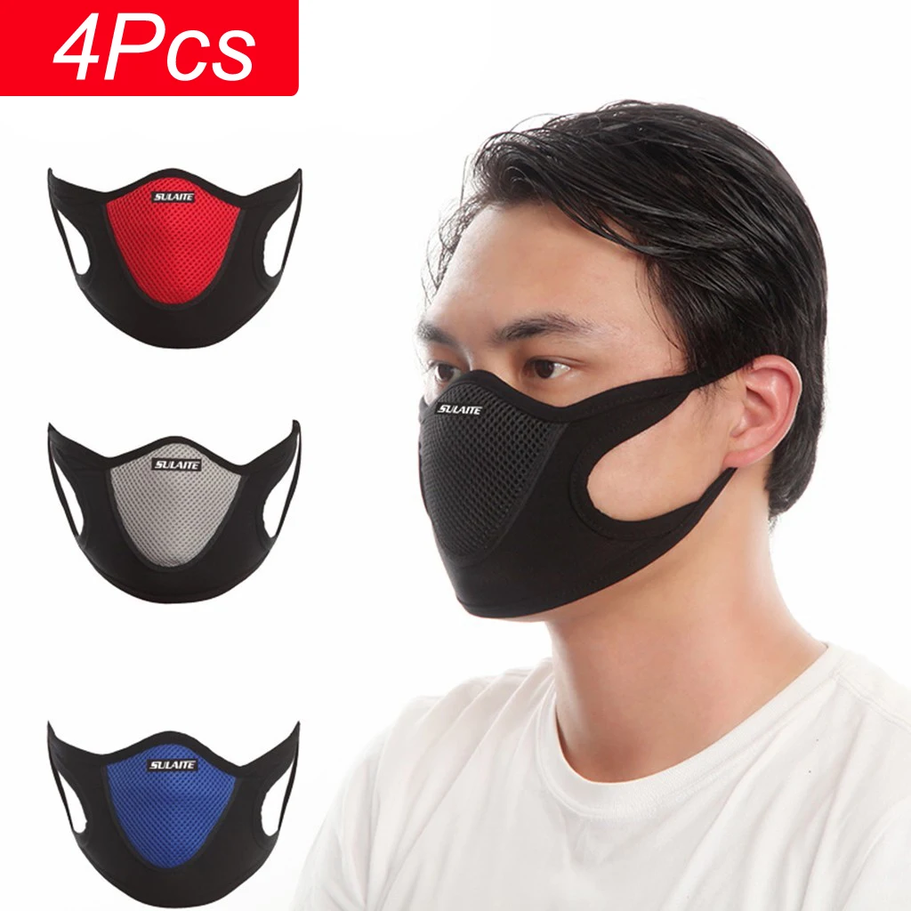 

4Pcs Respirator ffp3 Breathable Reusable Masks Dust-proof Anti-ultraviolet Lycra Masks Riding Mask mascherina ffp3