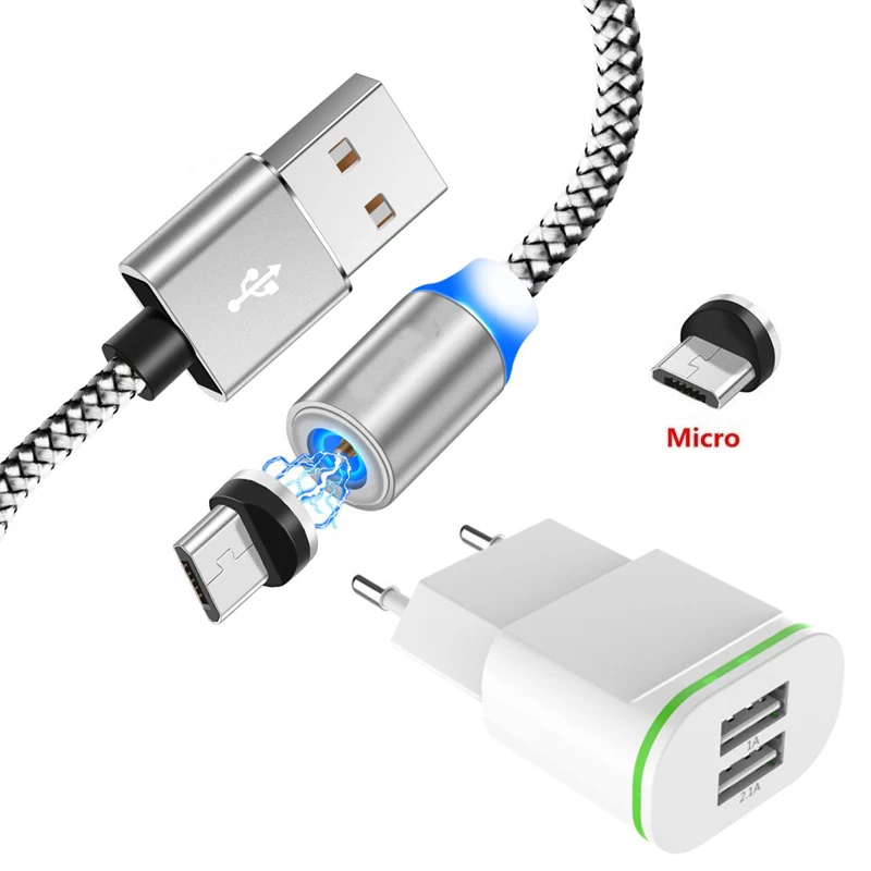 Магнитный Micro USB кабель для samsung A10 A10S M10 J3 J4 C9 huawei Y7 P Smart Honor 6X 7A 7C 7S LG K40 Q60 зарядное устройство для мобильного телефона - Цвет: Charger Cable White