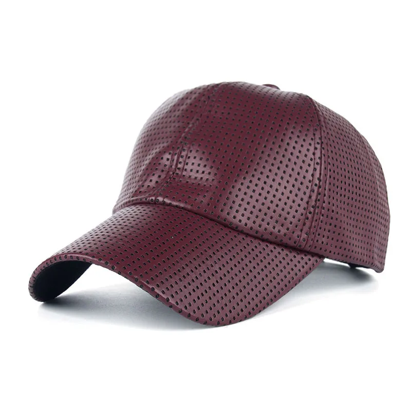 Летние кожаные Casquette Snapback дышащие шапки для мужчин wo мужские регулируемые хип хоп кости ПУ зимние шапки для мужчин бейсбольная Кепка Gorras - Цвет: 5